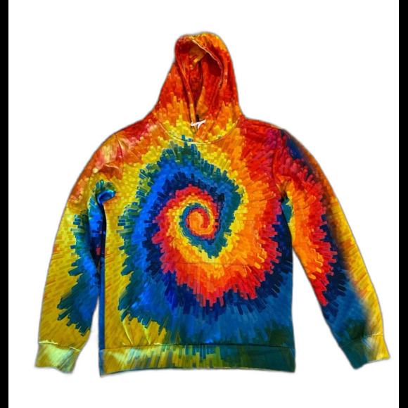 Kaladescope 3D Hoodie Sweatshirt Size Large Rag-tied Tie-dyed Rainbow Swirl - Picture 1 of 9